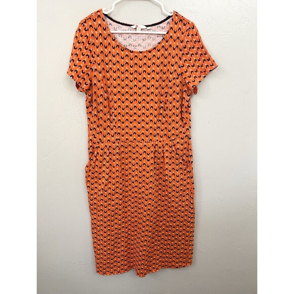 Boden Phoebe Womens 12L Floral Cotton Jersey Short Sleeve Pocket Midi Dress Boho - Picture 2 of 8